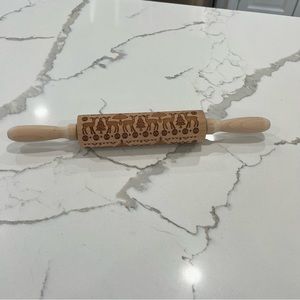 NEW Christmas tree reindeer embossed rolling pin for cookies Scandinavia style